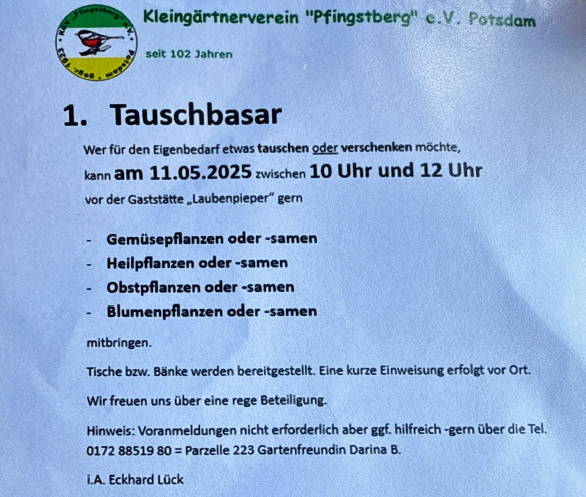 1. Tauschbörse 2025